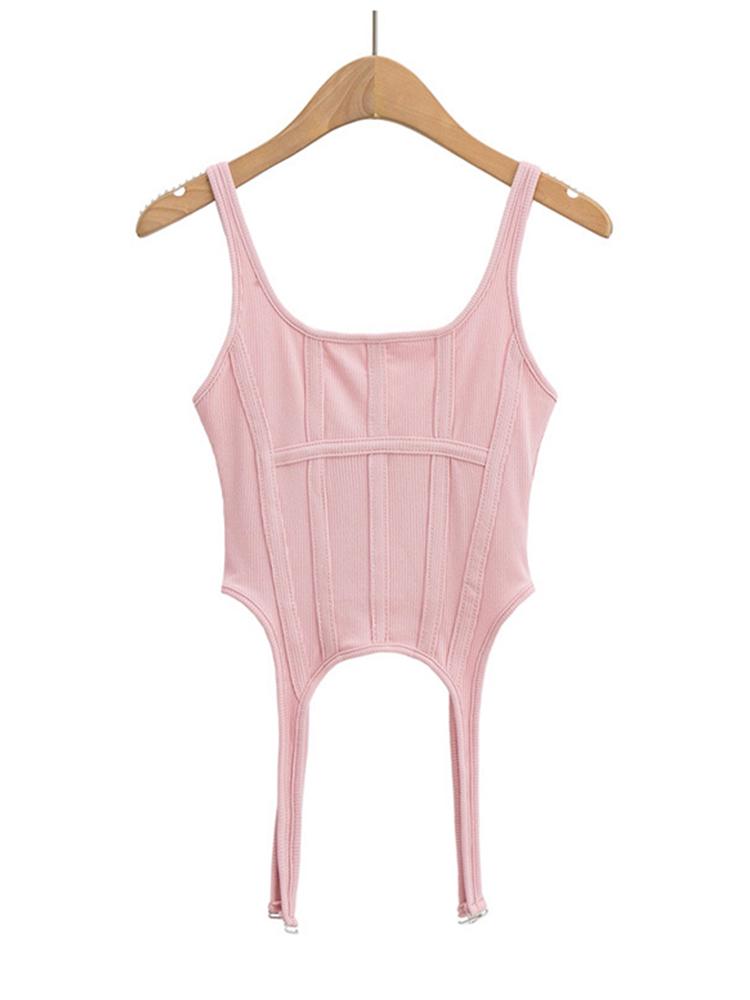 

Жилет в стиле сафари с нитью «рыбий кость», рубашка нестандартной формы на крючке для женщин, сексуальные топы без рукавов с квадратным вырезом L