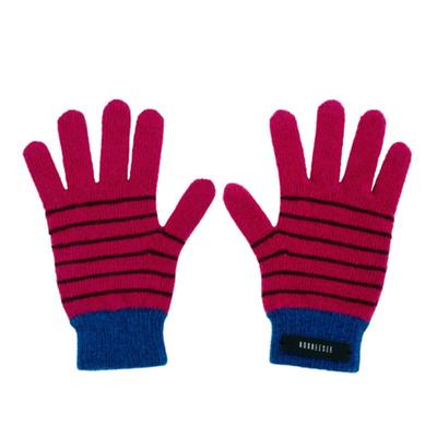 KOOKEESEE Finger Hole Wool Stripe Gloves (magenta/blue)