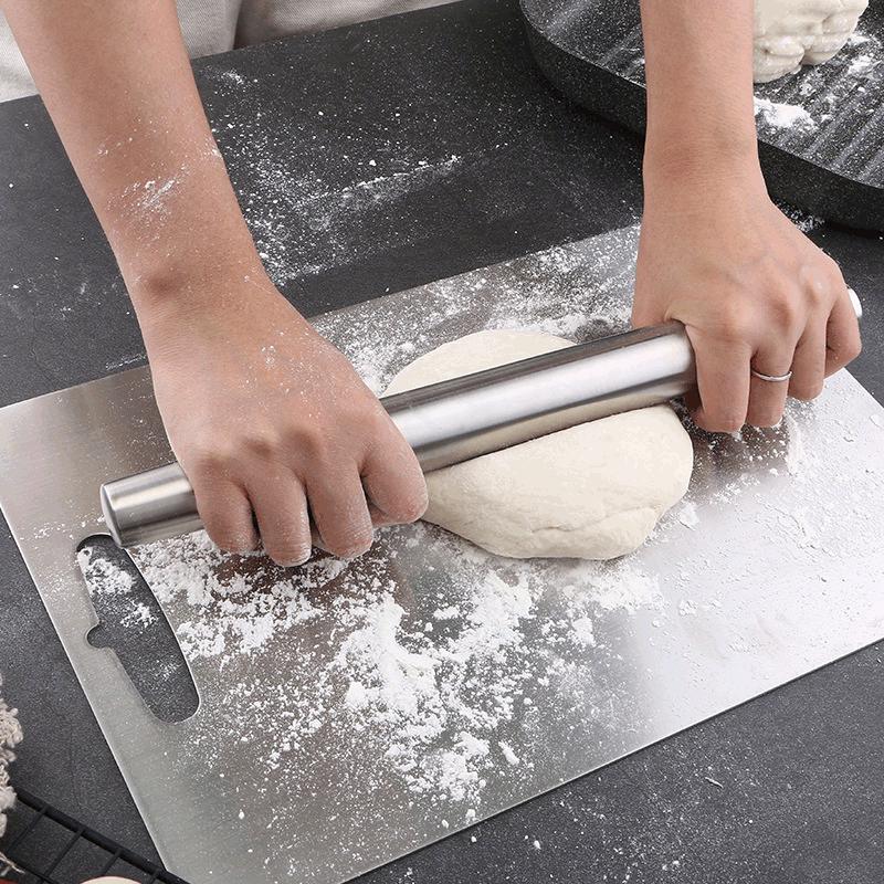 304 Stainless Steel Double-Pointed Rolling Pin for Dumpling and Pasta Baking