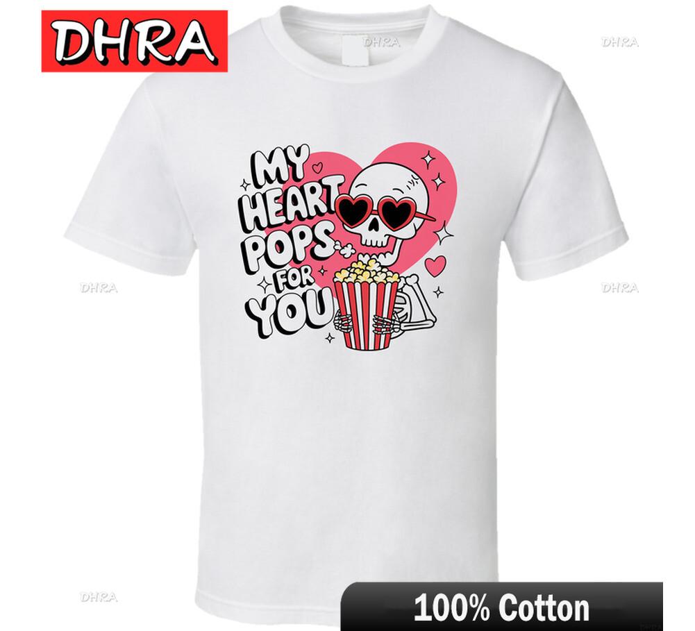 

My Heart Pops for You Popcorn Parody Funny T Shirt Comfort for Women Harajuku T Shirt Aesthetic Urban Breathable Crew Neck Tee 4XL