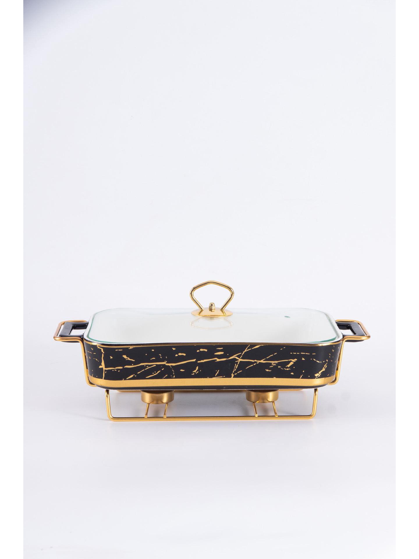 

Керамический поднос Nordic с двумя ушками: Легкая роскошная посуда для выпечки, подогрева свечей или подачи супов и сухих блюд. 16 inch чёрный