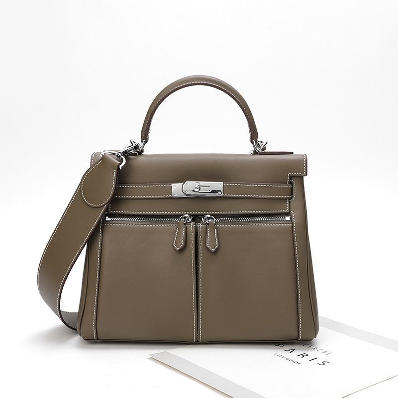 Yijingyuan New Insert Bag Plain Leather Premium Western Style Genuine Leather Bag Handbag Single Shoulder Crossbody Bag