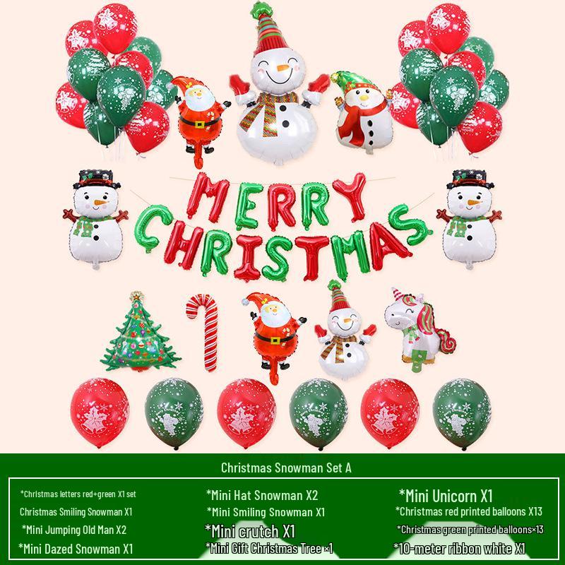 Christmas & New Year Cartoon Foil Balloon Decoration Set