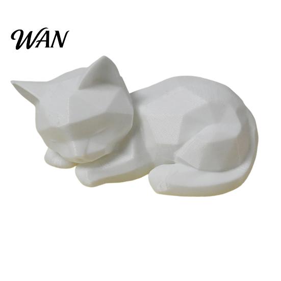 Minimalist Cat Sculpture 3D Printed Sleeping Figurines, Geometric Statue, Cute Low Poly Statue Art Crafts Decoration for Home Office Desktop