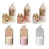 Rotating Makeup Brush Holder Dustproof Makeup Brush Organizer with Sliding Door Cosmetic Tools Beauty Brushes Holder for Vanity Table Bathroom