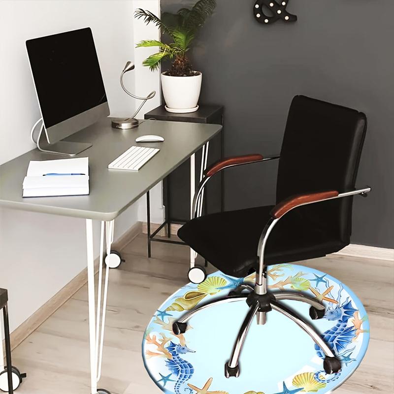 

1pc Office Carpet Chair Mats Seashell Starfish Coral Wreath Border Clipart Perfect for Decorating Office Chairs, Living Rooms, Or Bedrooms 80cm