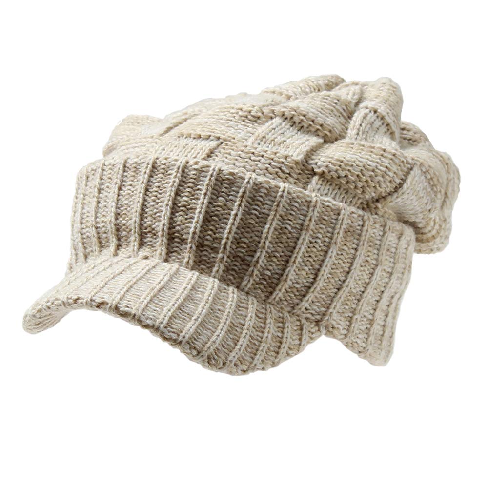ICHIYON Strickmütze, Mütze für kaltes Wetter, Boa-Strickmütze mit Krempe, Strickmütze, Golf, Winter, kaltes Wetter, Krempe mit Krempe, Strickkappe, lange Krempe, groß