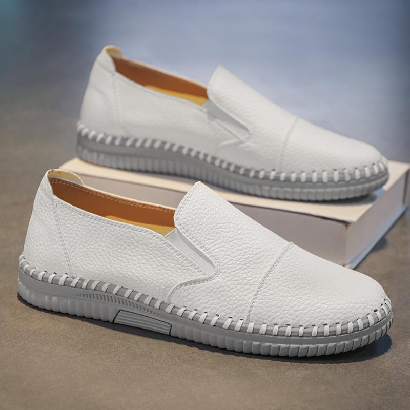 Summer Mens Leather Loafers Shoes Breathable Slip On Business Men Casual Shoes Classic Comfy Driving Walking Sneakers Moccasins
