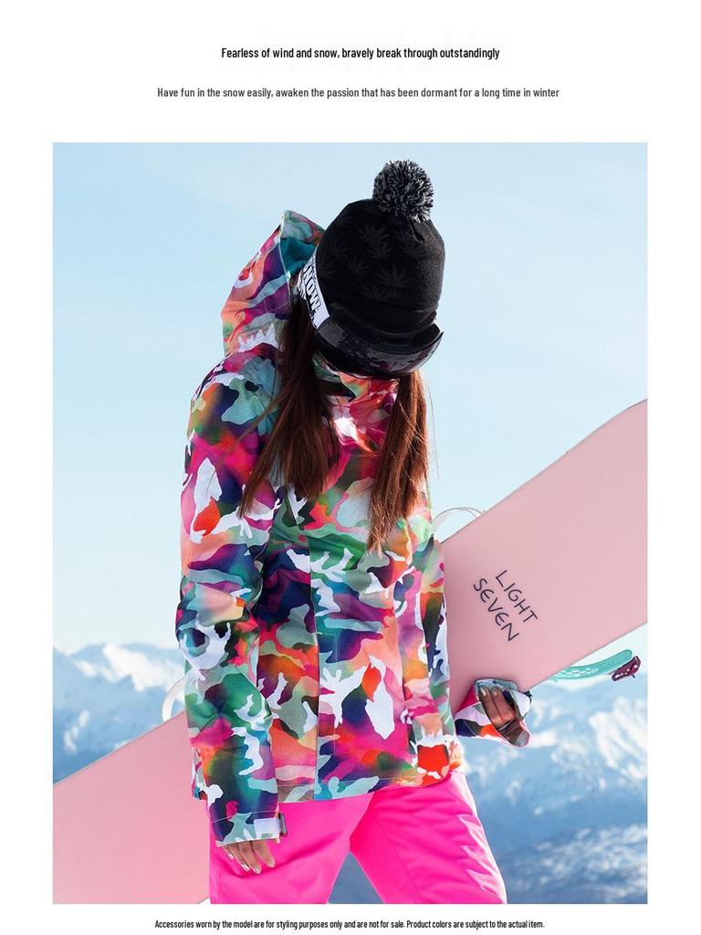 GsouSnow Women's Camouflage Ski Suit - Windproof, Waterproof, Warm, Plus Size - Ideal for Outdoor Snow Travel