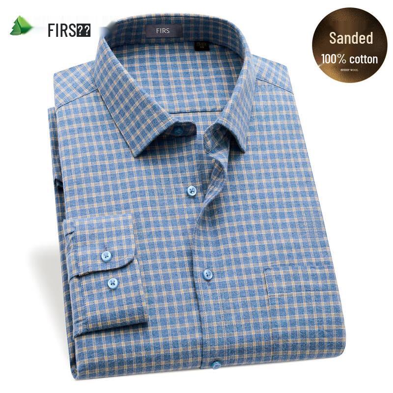 Shanshan Men s Brushed Cotton Long Sleeve Warm Shirt XXXL