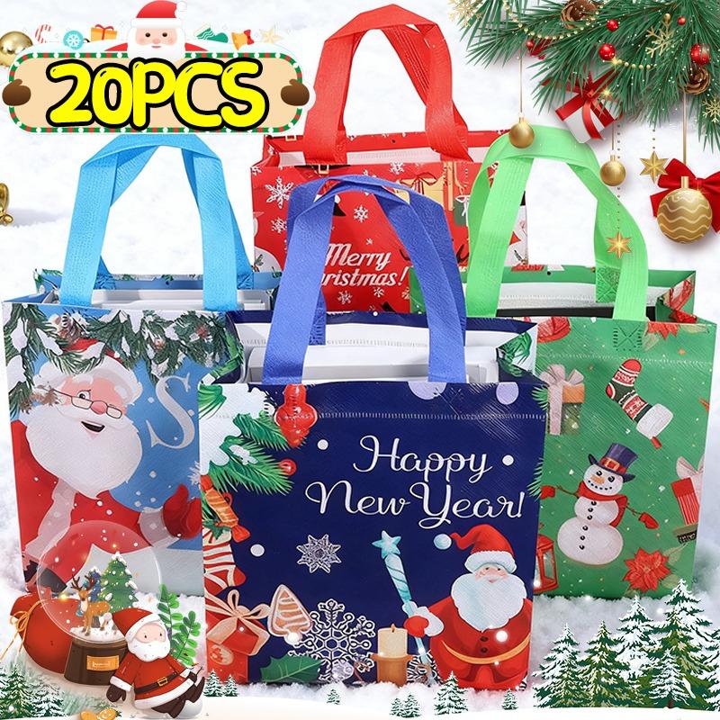 Christmas Non Woven Gift Bag Santa Claus Snowman Candy Cookie Tote Bags Children's Gifts Handle Packaging Pack Home Party Supply