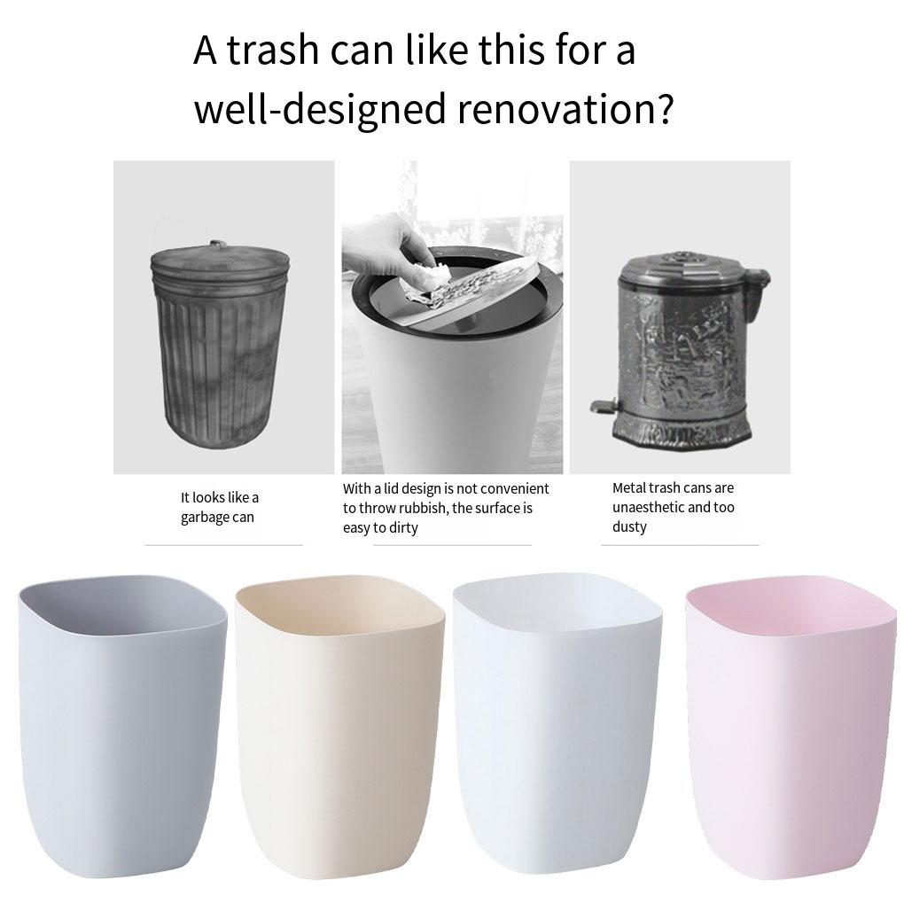 10L Bathroom Bin Portable Dustbin Plastic Paper Basket Rubbish Bins Waterproof Modern Bucket Trash Can for Living Room