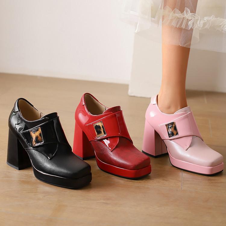 

eBay модель внешней торговли 2025 квадратный носок толстая подошва размер 34-47 сочетание цветов липучка одинарная обувь женская толстая подошва увеличивает 39 розовый