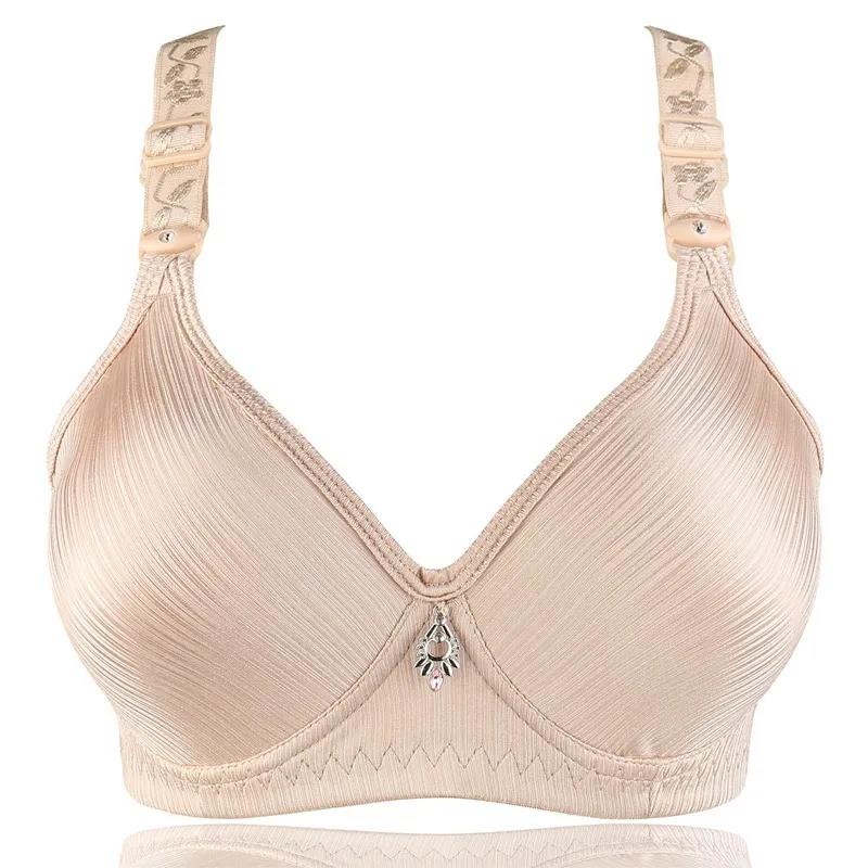 Sutiã push-up fino de algodão brilhante escovado, tamanho grande, sem anel de aço, sem costura, roupa íntima feminina