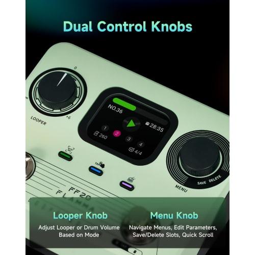 FLAMMA FF20 Looper Pedal Drum Machine with Screen, 300 Minutes of Recording Time, 220 Drum Grooves, 100 Loop Slots, Time Stretching, Auto Record, USB