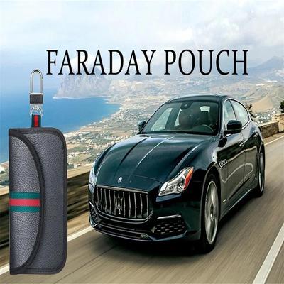1 Τεμάχιο Τσάντα Faraday για Κλειδί Αυτοκινήτου, Γνήσιο Δέρμα Τσαντάκι Αποκλεισμού Σήματος RFID για Κλειδί Αυτοκινήτου, Αποκλεισμός Σήματος Keyless, Θήκη Κλειδιού
