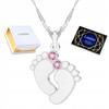 Silver Necklace Baby Feet Cubic Zirconia Baby Feet Silver 925