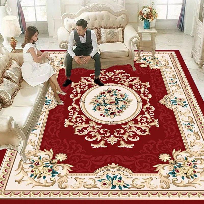European Style Home Decoration Luxury Carpet for Living Room Floral Pattern Sofa Table Mat Antiskid Home Entrance Rug Easy Clean