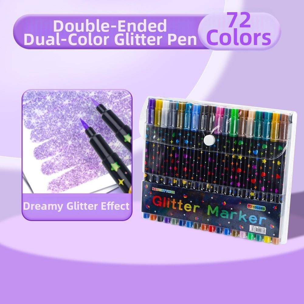 24/48/72/96 Colors Double-Ended Glitter Pens Quickly Dry Watercolor Pen  Drawing Painting