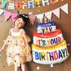 Happy Birthday Cake Foil Balloon Decorations for Baby Shower and First Birthday Photo Props