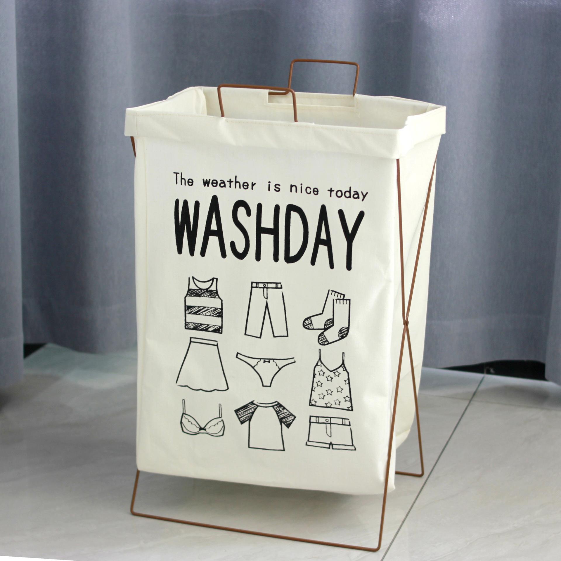 

Складная водонепроницаемая корзина для грязной одежды с железной рамой, большая корзина для белья Large - with cover