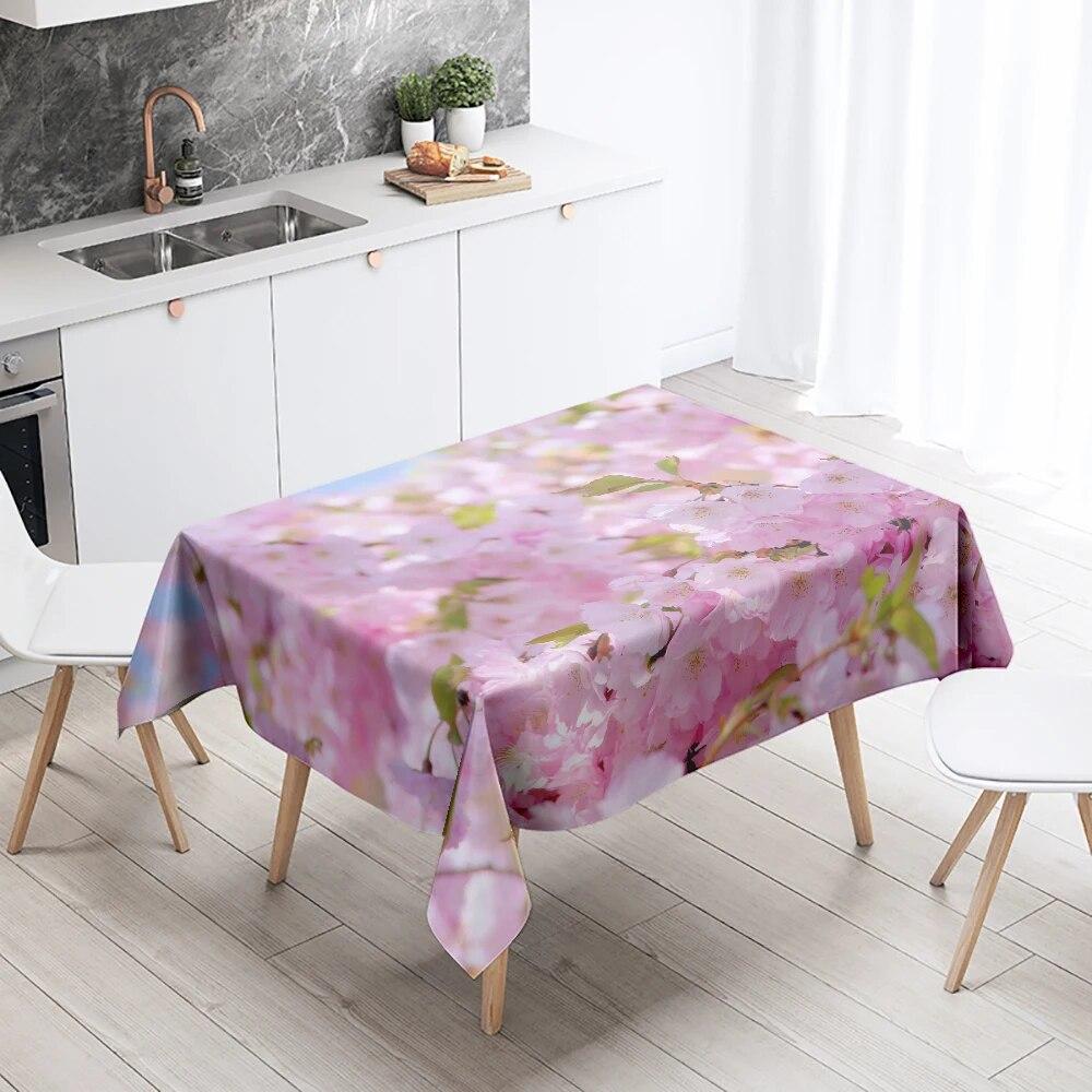 

Скатерть с цветочным рисунком персикового цвета, натуральная, против пятен, водонепроницаемая, прямоугольная, кухонный, обеденный стол, домашний декор 90x140cm