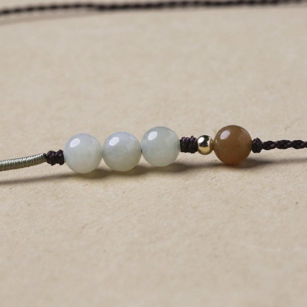 Refined Hand-Woven Hetian Jade Adjustable Necklace with Purely Handmade Cord
