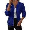 Women's Knit Zip Up Jacket Casual Solid Color Baseball Style Long Sleeve Lightweight Outerwear with Ribbed Collar and Cuffs