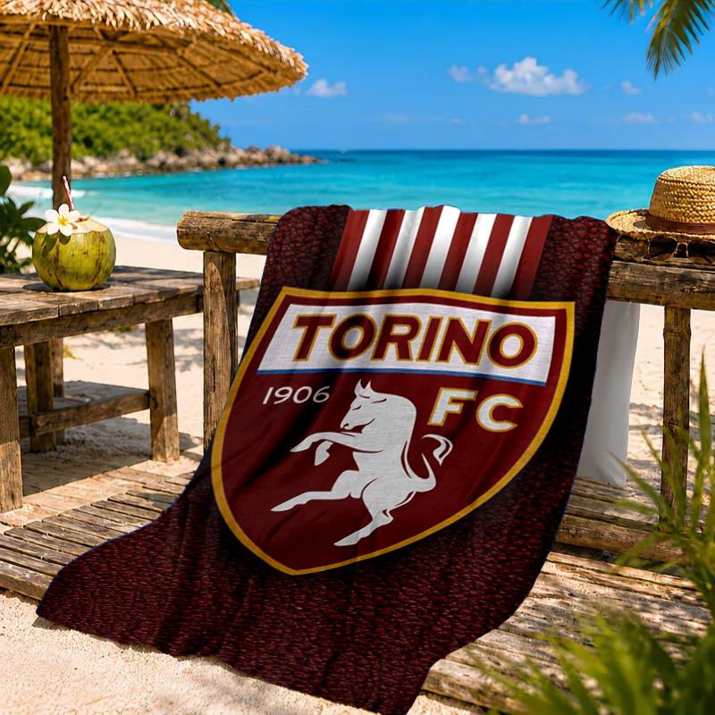 Asciugamano da Spiaggia con Stemma Torino Fc, Asciugatura Rapida, Facile da Curare, Adatto sia per il Fitness che per le Vacanze al Mare, Essenziale per lo Sport