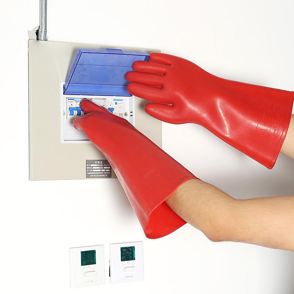 1 Paar Elektrisch isolierte Handschuhe Gummi Klasse 00 Hochspannungs-Isolierhandschuhe für Elektriker Reparatur 12KV