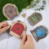GORGECRAFT 4 SZT 4 Style Miniaturowe Drzwiczki do Bajkowego Ogrodu na Drzewo Drewniane Drzwiczki Okna Akcesoria Ścienne Zestaw DIY Rzeźba Artystyczna Dekoracja Zewnętrzna na Pień Drzewa Bonsai