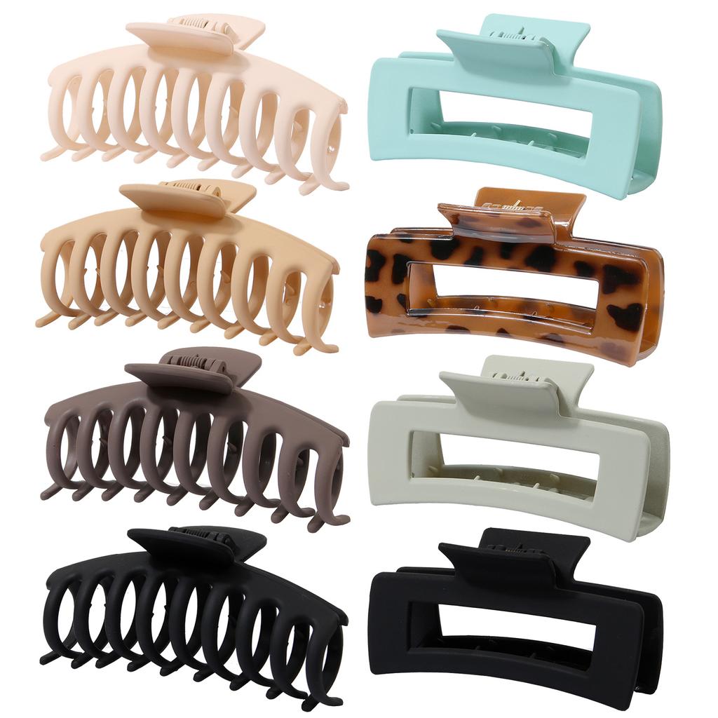 Matte Hair Clips for Women and Girls - Rectangle and Double Row Small Claw Clips for Thin/Medium Fine Hair - Nonslip Jaw Clips