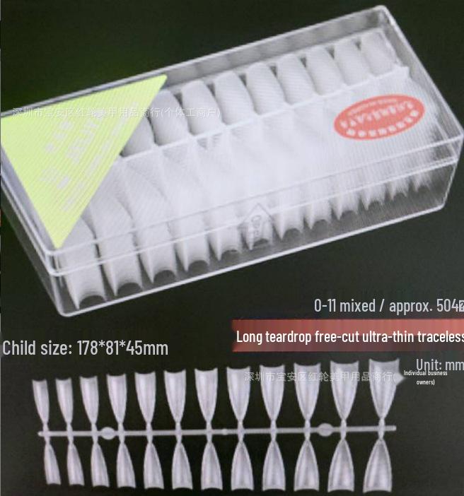 504-Piece Transparent Water Drop Almond Oval False Nail Tips