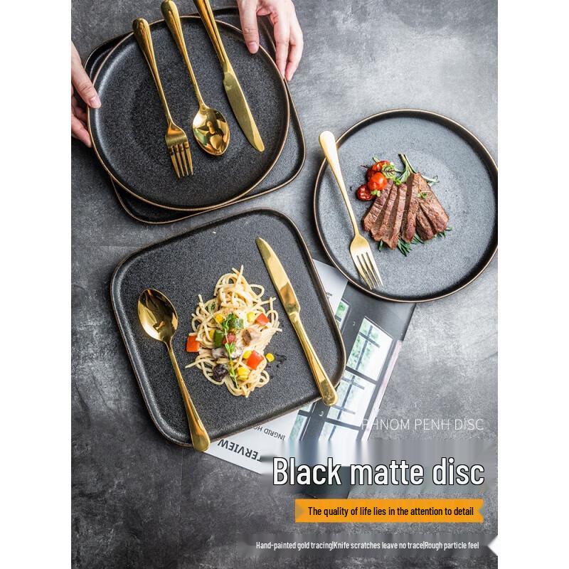 Frosted Black Melamine Dinner Plate