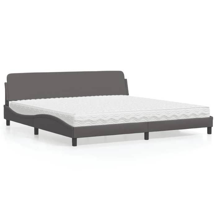 VidaXL Lit avec matelas gris 200x200 cm similicuir 3208480
