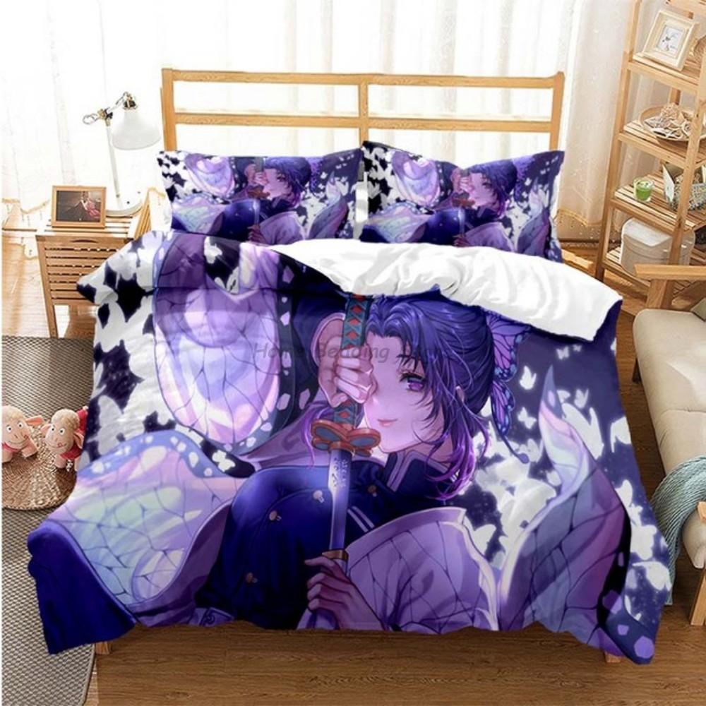 Anime Demon Slayer Sengetøysett Japansk Tegneserie Sengetøy 200x220 Tenåringsjenter Twin Single Queen King Full Dynetrekksett