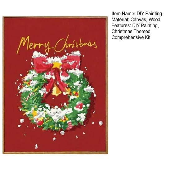 Christmas Tree DIY Painting Xmas Paint-by-Numbers Kit Canvas Paints Included Holiday Themed Painting Set for Adults Festive Home Decor Christmas Gift
