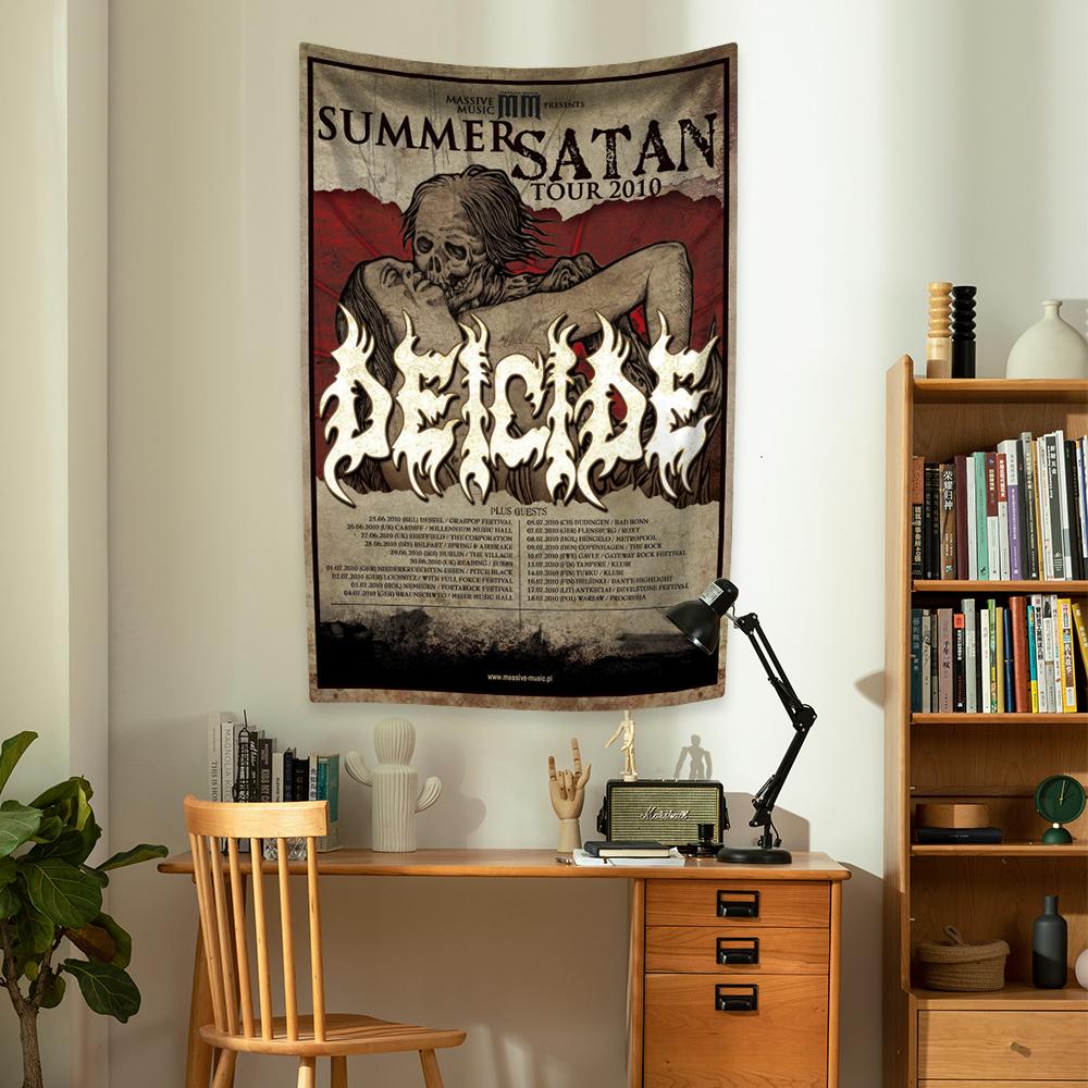Rock Music Death Metal Band Tapestry Deicides Printed Bedroom Or Home Decor Aesthetics Wall Hanging Covering Cloth Dorm Backdrop