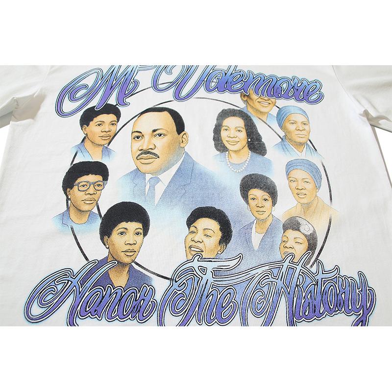 2026 Summer Unisex Vintage Martin Luther King Honor The History Graphic Cotton T-Shirt Casual Retro Streetwear Short Sleeve Tee Men Women