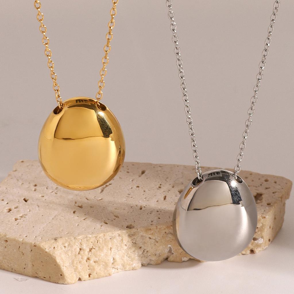 European and American Stainless Steel Simple Round Pendant Necklace Commuter Neck Chain Versatile Accessories