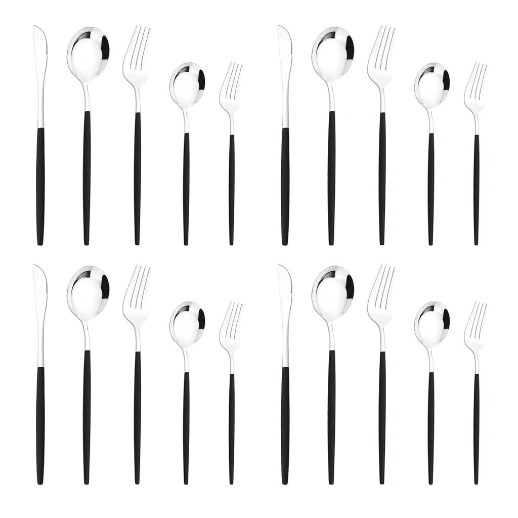 20Pcs Gold Dinnerware Set Knife Dessert Fork Spoons Cutlery Flatware High Quality Stainless Steel Silverware Kitchen Tableware