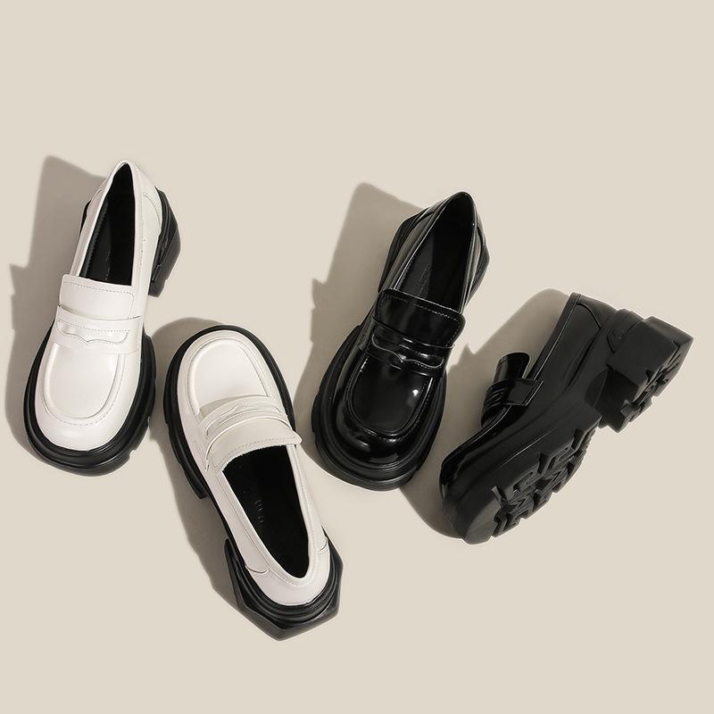 White Female Shallow Mouth with Skirt Fairy Small Leather Shoes Student Single Shoes Female