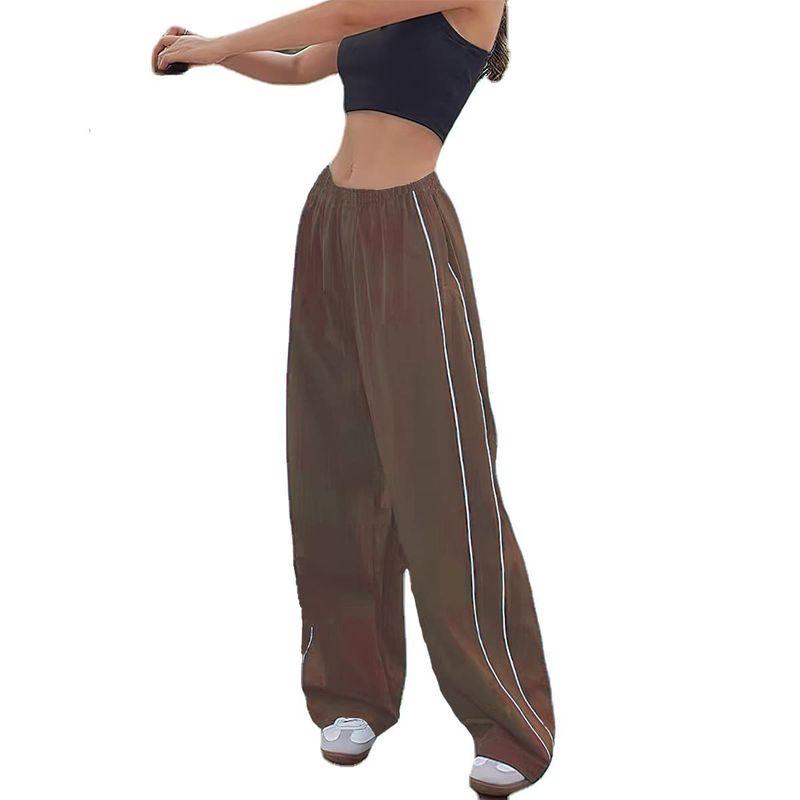 

Women Side Striped Sweatpants Drawstring Waist Pant Trousers Brown L