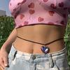 Gothic Irregular Big Love Heart Pendant Waist Belly Chain Women Korean Velvet Body Chain Adjustable Chain Y2K Jewelry
