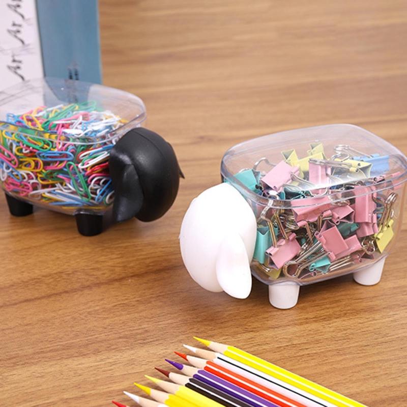 Clear Sheep Qtip Dispenser Desk Organizer for Cosmetic Pads Cotton Swabs Paper Clips Pushpins Hair Ties Dental Flossers