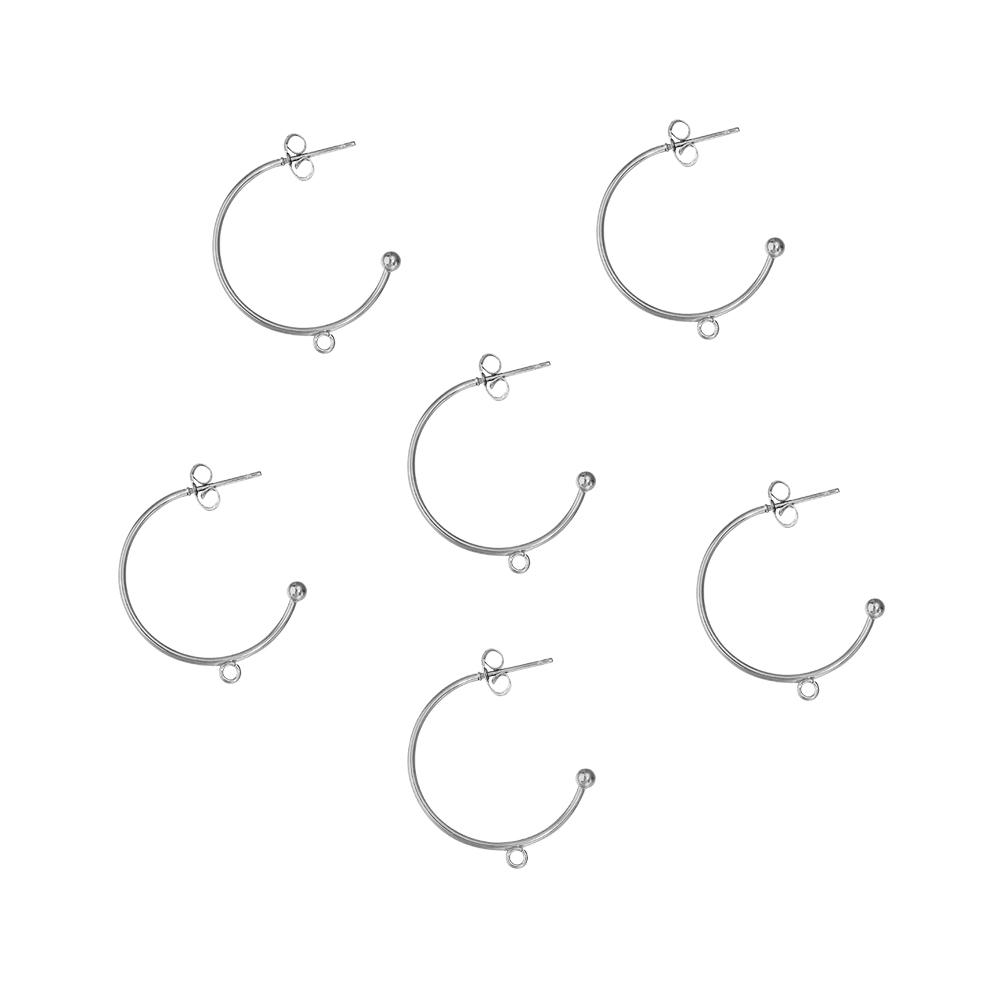 6 Stück/Los C-förmige Edelstahl-Ohrhaken Ohrstecker mit Öse C-Form Ohrstecker Ohrringe DIY Schmuckherstellung Zubehör