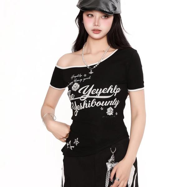 Y2K Spicy Irregular One-Shoulder Short Sleeve Top
