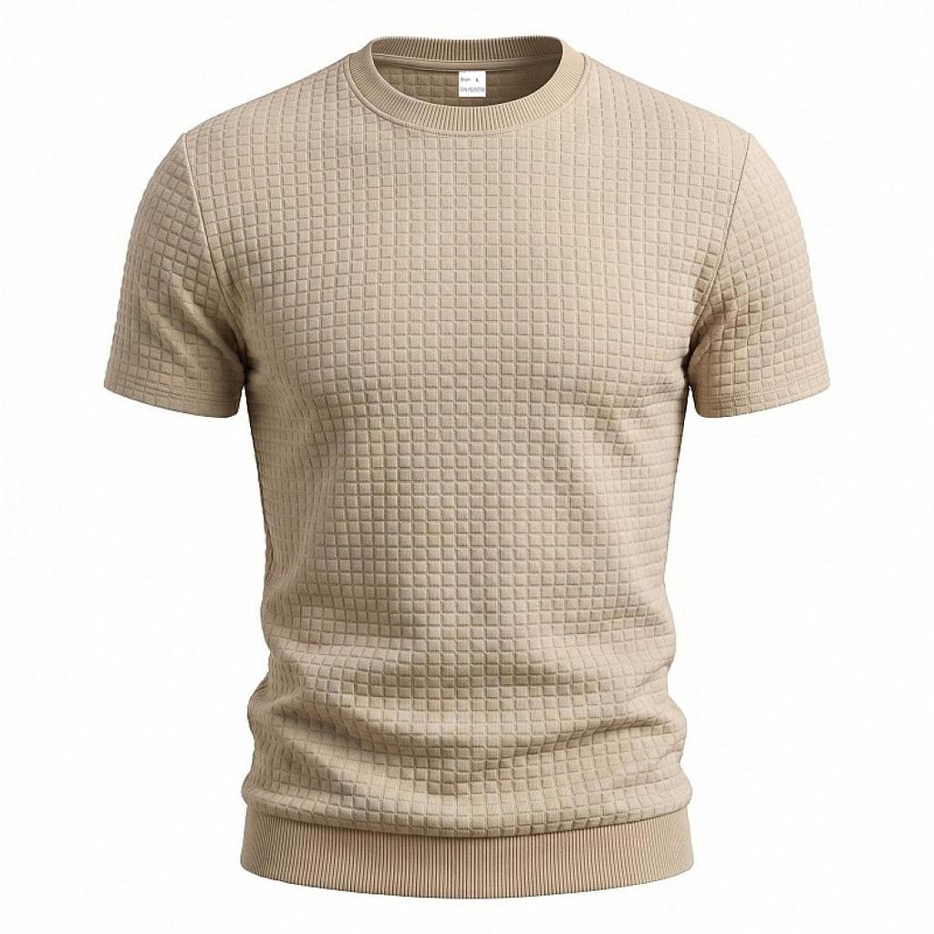 Men Simple Casual Old Money Textured Crew Neck Short Sleeve T Shirt