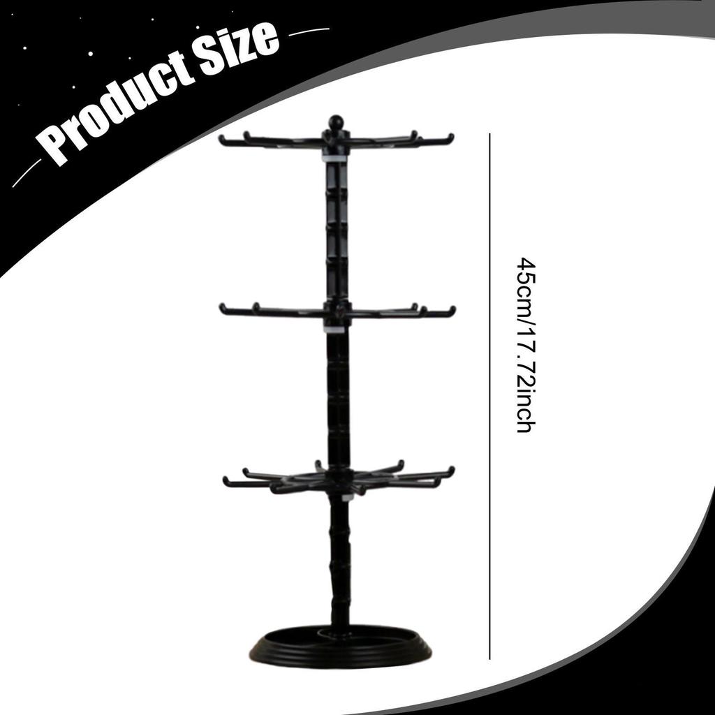 3-Tier Rotating Jewelry Display Stand for Necklaces, Keychains, Watches, Rings, Earrings, Scrunchies