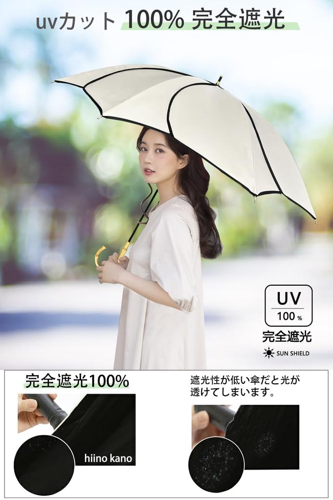 hiino kano UV Light Long Umbrella with Petal Full Light 50cm Water Ultra Lightweight Perfect for Sun and and Bamboo Perfect Day Gift Women's Parasol,